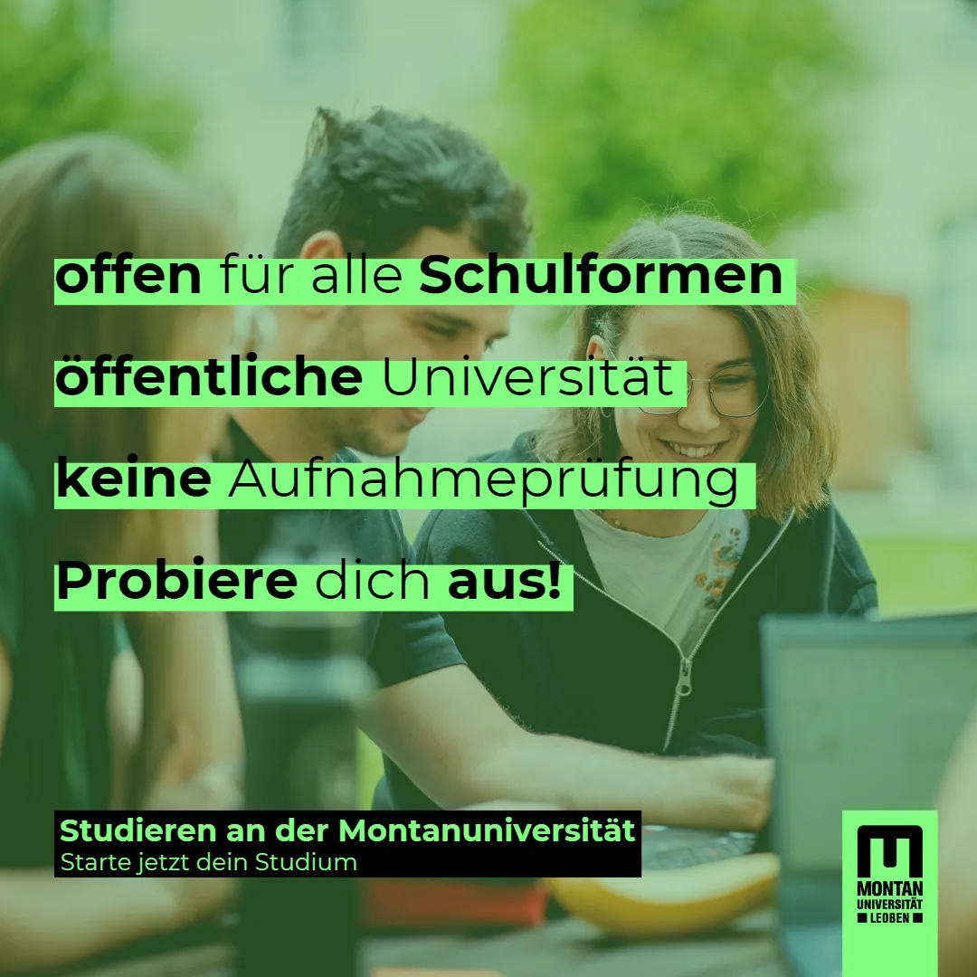 Social Media Post zur Bewerbung der Umweltschutz-Studiengänge der Monatnuniversität Leoben.