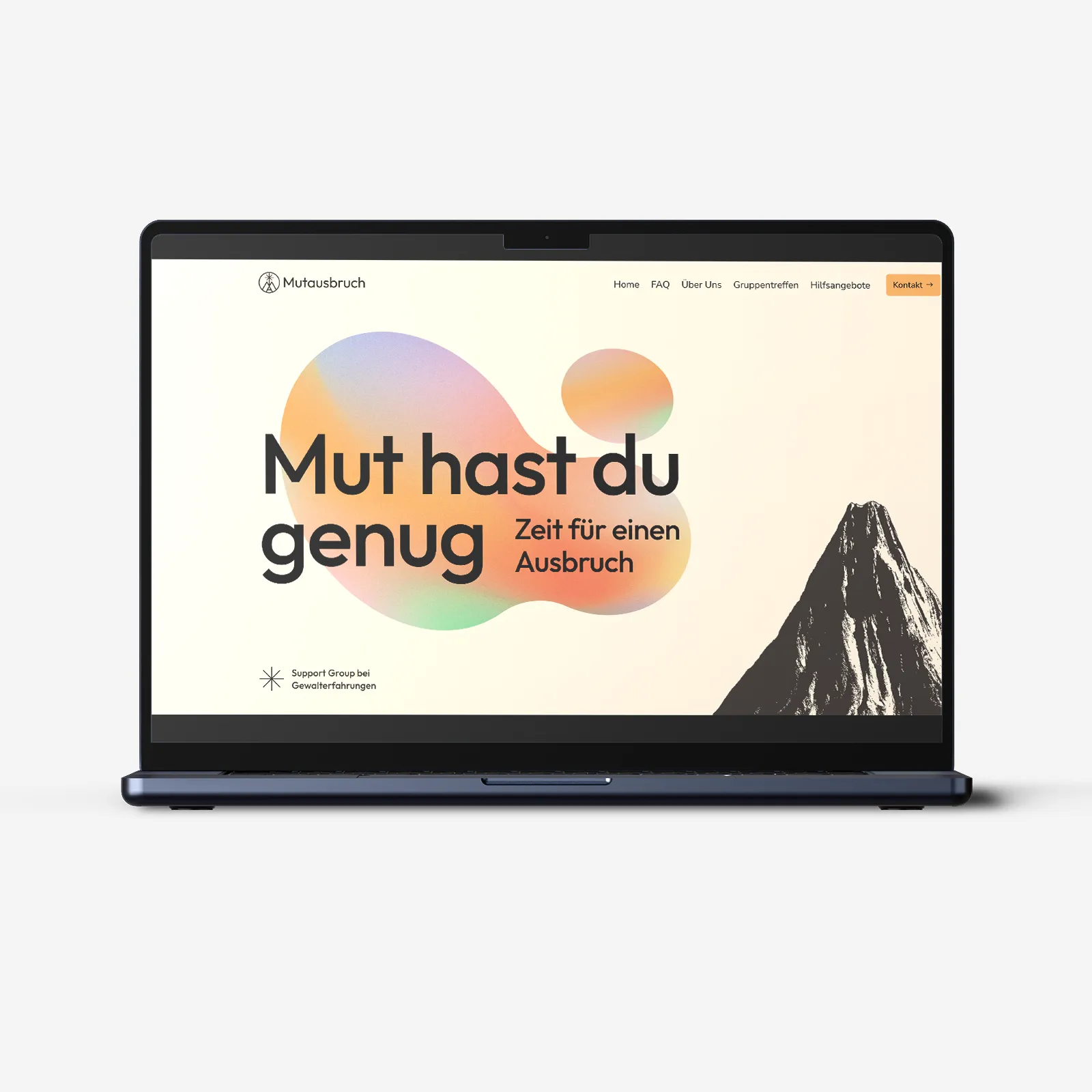 Der Hero der Startseite mit dem Slogan "Mut hast du genug, Zeit für einen Ausbruch" von Mutausbruch