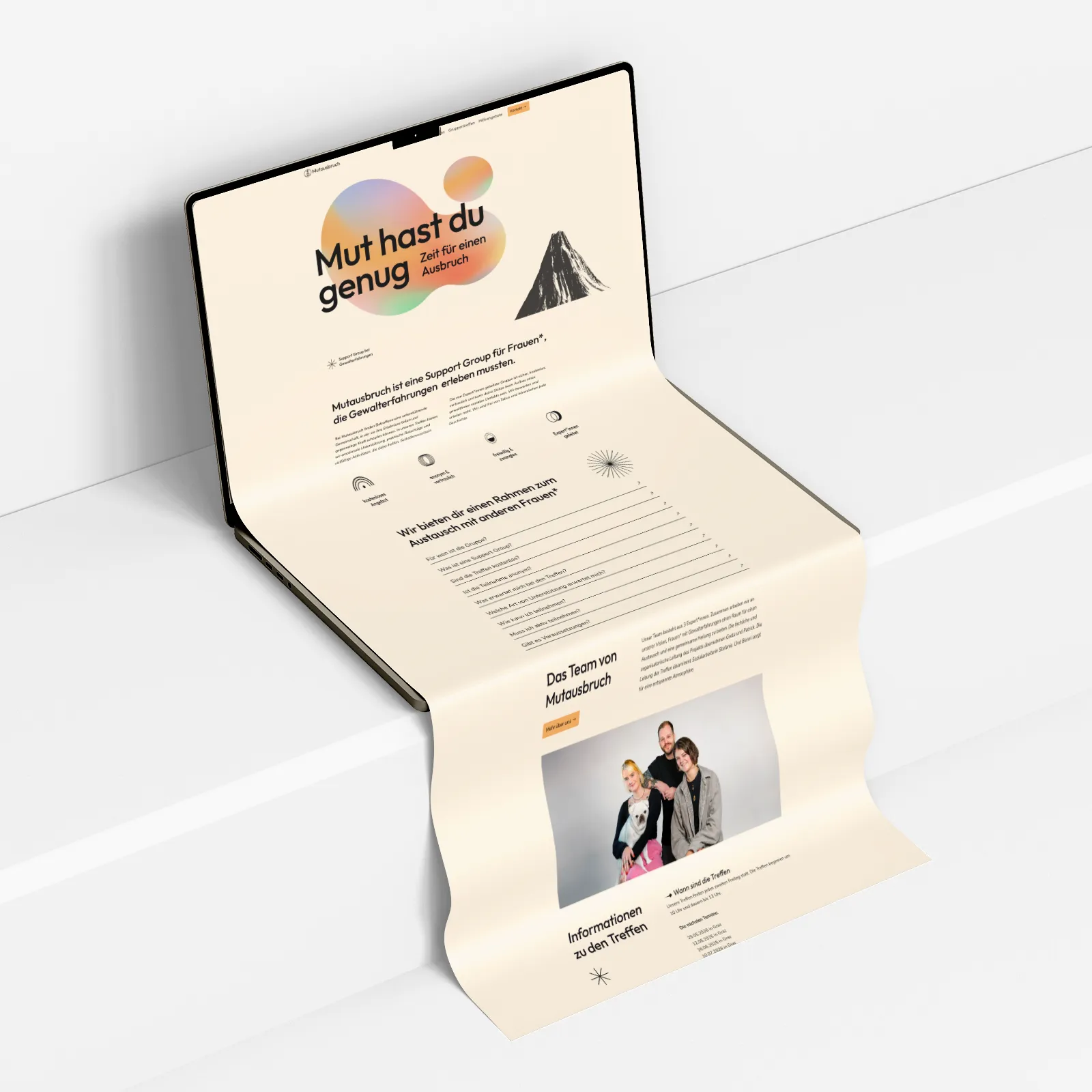 Die neue Startseite der Website von Mutausbruch