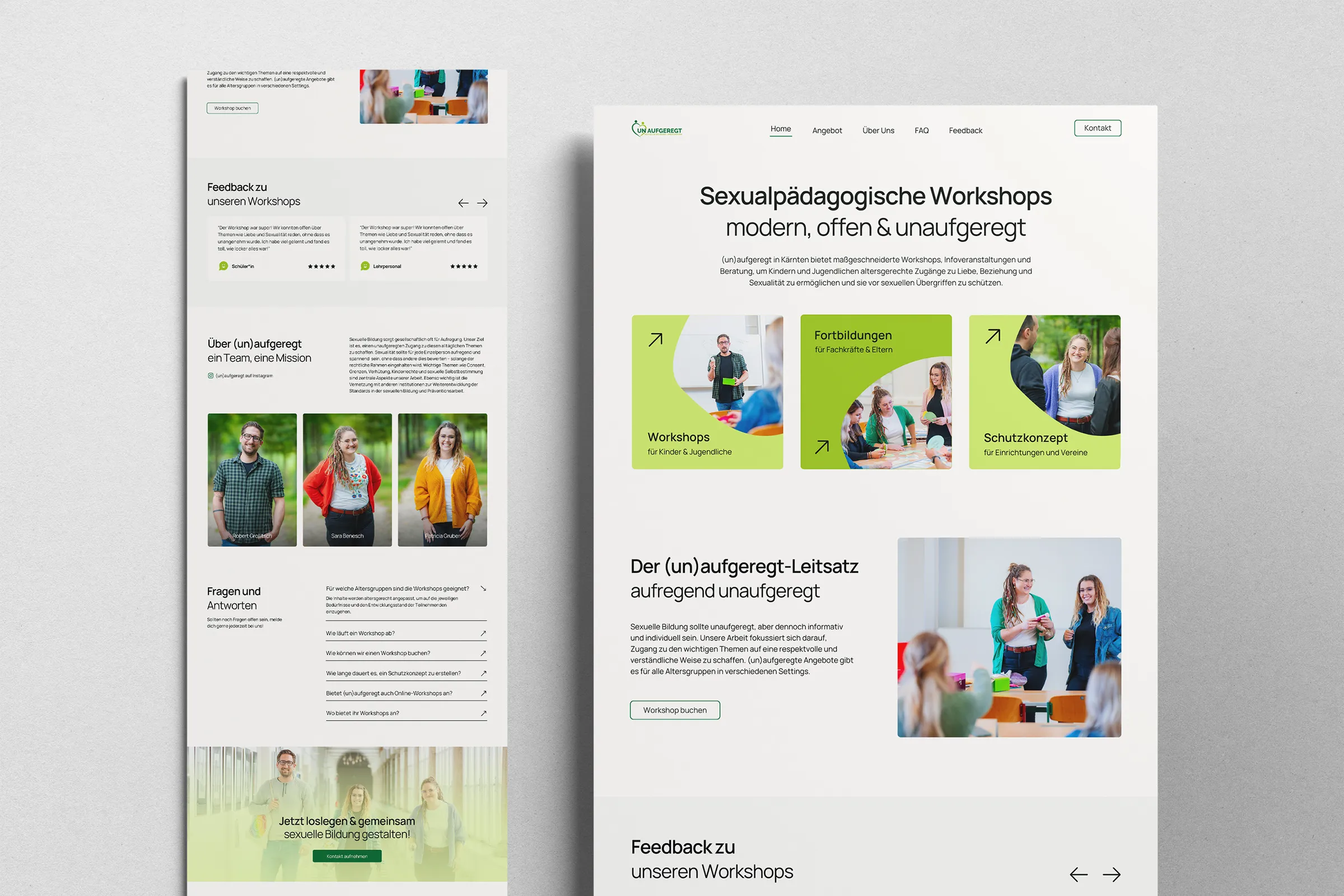 Darstellung der neuen Website für den Verein unaufgeregt