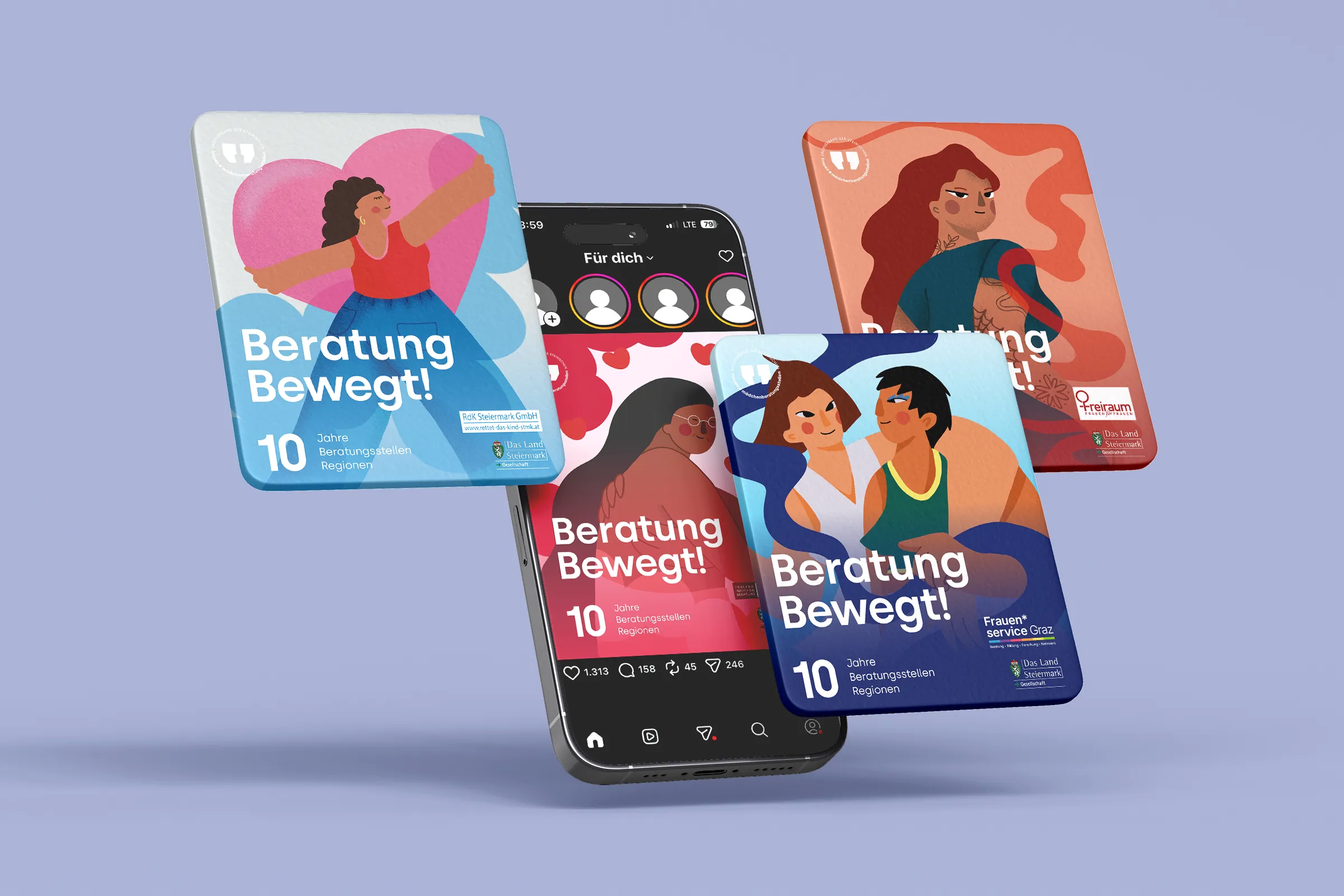 Illustrationen der Beratung Bewegt Kampagne