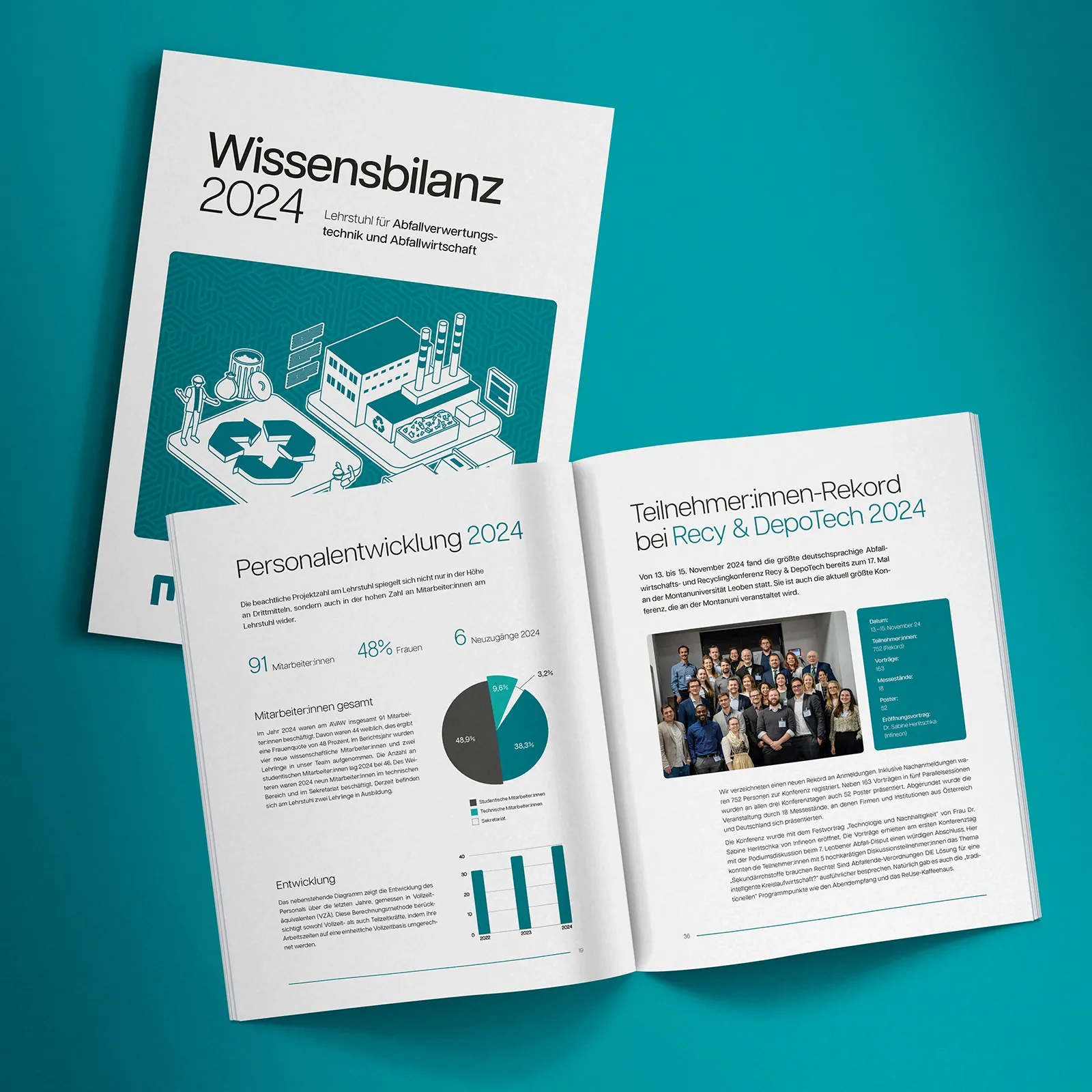 Einzelne Seiten aus der Wissensbilanz für den Lehrstuhl für Abfallwirtschaft und Abfallverwertungstechnik.