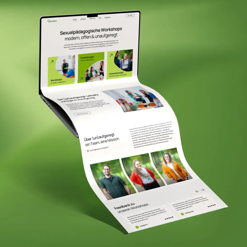 Darstellung der neuen Website für den Verein unaufgeregt